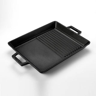 Lava Cast Iron Hybrid Grill Pan - 10x12 Inch Rectangular Enameled Pan for Indoor Stovetop Oven Use, Grill and Fry Simultaneously Lava Cast Iron Hybrid Grill Pan- Enameled Indoor Grill & Fry Cast Iron Grill Pan, Hybrid Grill Pan, Enameled Cast Iron Pan, Rectangular Grill Pan, Indoor Grill Pan, Stovetop Grill Pan, Oven Safe Grill Pan, Lava Cast Iron, Grill and Fry Pan, Durable Grill Pan, grill pan, cast iron pan, enameled pan, hybrid pan, rectangular pan, stovetop pan, oven safe pan, indoor grill, grilling, f