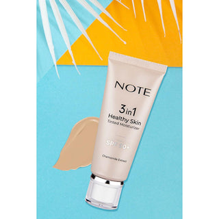 NOTE Cosmetics 3 In 1 Healthy Skin Tinted Moisturizer: SPF 50, Lightweight, Evens Skin Tone & Protects NOTE Cosmetics Tinted Moisturizer SPF 50 - Healthy, Radiant Skin tinted moisturizer, SPF 50 moisturizer, healthy skin moisturizer, lightweight tinted moisturizer, chamomile extract moisturizer, 3 in 1 moisturizer, sun protection moisturizer, moisturizer, SPF 50, sunscreen, chamomile extract, lightweight, skin tone evening, natural look, skincare, sun protection, UVA protection, UVB protection, anti-aging, 
