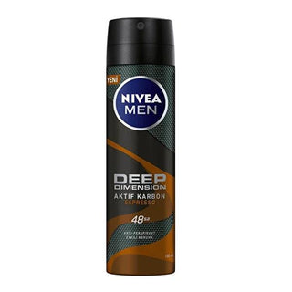 Nivea Men Deep Dimension Deodorant Espresso - Long Lasting Anti-Perspirant Spray for Men, 48 Hour Protection, 5.07 fl oz Nivea Men Deodorant Espresso - 48 Hour Anti-Perspirant Spray Nivea Men Deodorant, Anti-Perspirant Spray, Espresso Fragrance, Long-Lasting Deodorant, Dermatologically Tested Deodorant, Men's Grooming, Personal Care, Anti-Perspirant, Deodorant Spray, Masculine Fragrance, 48 Hour Protection