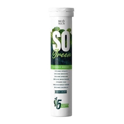 Medi Tech So Green Effervescent Dietary Supplement Tablets - 15 Count, Spirulina, Chlorella, Vitamin C, D, Zinc