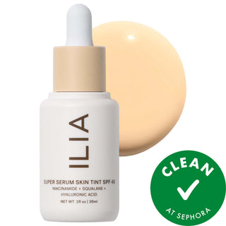 ILIA Super Serum Skin Tint SPF 40: Dewy Coverage Foundation with Hyaluronic Acid & Niacinamide - Vegan, Cruelty-Free & Mineral Sunscreen ILIA Super Serum Skin Tint SPF 40 - Dewy Coverage & Vegan tinted serum foundation, SPF 40 skin tint, vegan foundation, cruelty-free foundation, hyaluronic acid serum, niacinamide skin tint, dewy coverage foundation, light coverage foundation, skincare foundation, mineral SPF foundation, foundation, tinted serum, SPF 40, vegan makeup, cruelty-free makeup, hyaluronic acid, n