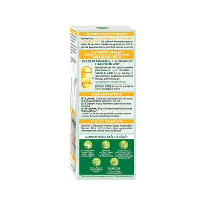 Garnier C Vitamini Parlak Süper Aydınlatıcı Serum - Brightening Face Serum for Even Skin Tone