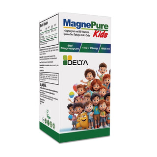 Delta Magnepure Kids Magnesium and Vitamin B6 Supplement - 150 ml Liquid Dietary Supplement for Children Delta Magnepure Kids Magnesium Supplement for Children Magnesium supplement for kids, Vitamin B6 liquid supplement, Children's dietary supplement, Magnepure Kids, Pediatric magnesium and Vitamin B6, Kids health supplements, Liquid magnesium for children, Vitamin B6 for kids, Dietary supplements for children, Nutritional supplements for kids