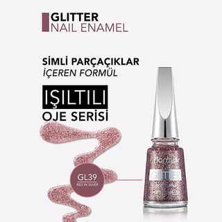 Flormar Glitter Yarı Saydam Simli Oje GL39 Red In Silver - Long Lasting Semi-Transparent Nail Polish Flormar Glitter Nail Polish - Long Lasting Semi-Transparent Glitter Nail Polish, Semi-transparent Nail Color, Long-lasting Nail Polish, Flormar Glitter Oje, Trendy Nail Art, Nail Art Supplies, Cosmetic Products, Beauty Essentials, Glittery Finish Nail Polish, Nail Care Products