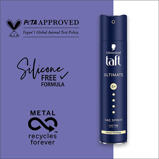Taft Strong Hold Hair Spray 250ml - 48 Hour Hold, High Shine, Liquid Crystal Effect