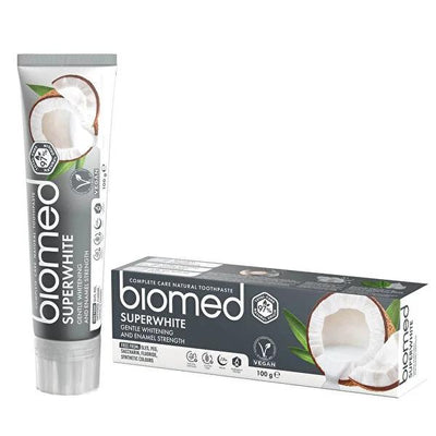Biomed Superwhite: Natural Whitening Toothpaste with Coconut Oil & Bromelain - Gentle, Sensitive Teeth Formula for Plaqu