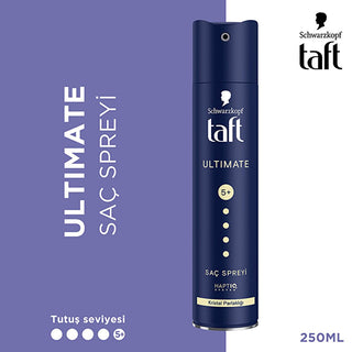 Taft Strong Hold Hair Spray 250ml - 48 Hour Hold, High Shine, Liquid Crystal Effect