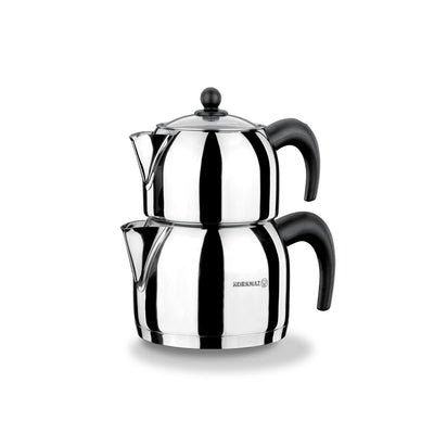 Korkmaz Turkish Teapot 18/10 Stainless Steel 2.2 Liters Tea Maker Tea Pot Orbit Midi A070