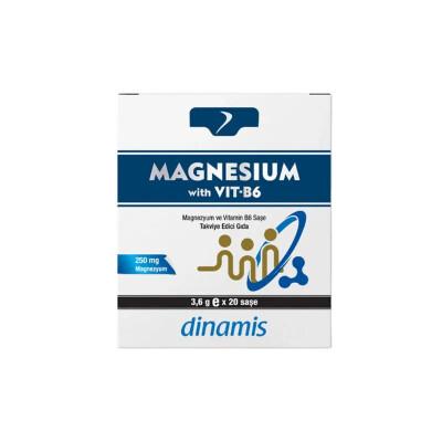 Dinamis Magnesium With Vitamin B6 Supplement - 20 Sachets - Supports Muscle & Nerve Function