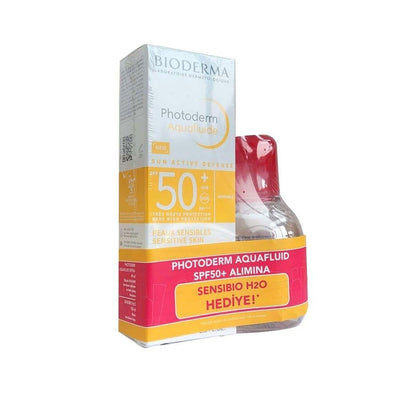 Bioderma Photoderm Aquafluid SPF50+ Sunscreen & Sensibio H2O Micellar Water Set - Non-Greasy, Dermatologically Tested, P