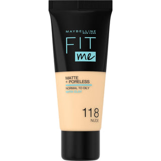 Maybelline Fit Me Matte + Poreless Liquid Foundation: Natural Matte Finish, Minimizes Pores & Controls Oil (118 Nude) Maybelline Fit Me Matte Foundation: Poreless, Oil Control matte foundation, poreless foundation, Maybelline Fit Me, oil control foundation, foundation for oily skin, natural matte finish foundation, best foundation for pores, long lasting foundation, liquid foundation, matte finish, shine control, pore minimizing, even skin tone, seamless blending, natural look, makeup base, flawless complex