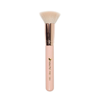 nascita kabuki brush front view, nascita kabuki brush side view, nascita kabuki brush with makeup products Nascita Kabuki Brush - Soft Colors | High-Quality Makeup Tool Nascita Kabuki Brush - Soft Colors Collection nascita, kabuki-brush, makeup-tools, soft-colors, makeup-enthusiasts, professional-artists, ai-generated, handmade-brush, quality-bristles, cosmetics