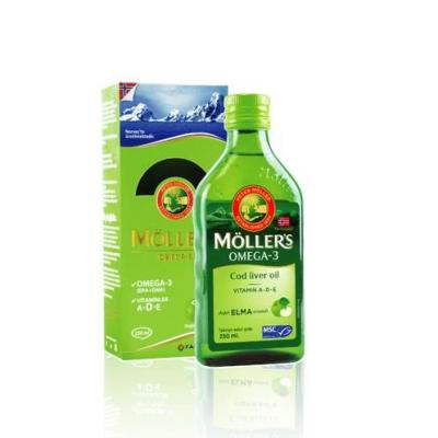 Möller's Mšller's Apple Flavored Omega-3 Fish Oil - 250ml Liquid Supplement for Heart & Brain Health - Delicious & Easy 