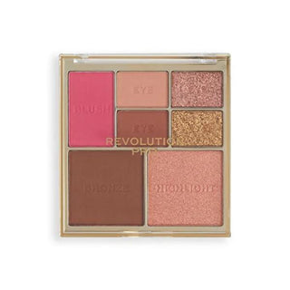 Revolution Pro Iconic Eye & Cheek Palette - Medium Deep: All-in-One Travel Makeup Palette for Eyeshadow, Bronzer, Highlighter, Blush - Vegan & Cruelty-Free Revolution Pro Eye & Cheek Palette: Vegan Travel Makeup eye and cheek palette, makeup palette, travel makeup palette, vegan makeup, cruelty-free makeup, bronzer highlighter blush eyeshadow palette, face makeup palette, eyeshadow palette, contour palette, all in one makeup palette, eye shadows, powder blush, powder highlighter, creamy powder bronzer, trav