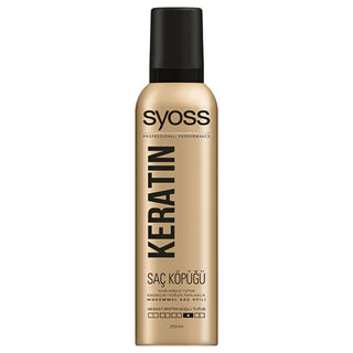 Syoss Keratin Hair Mousse - 48 Hour Strong Hold, Strengthens & Adds Shine - Syoss Keratin Saç Köpüğü 250 ml