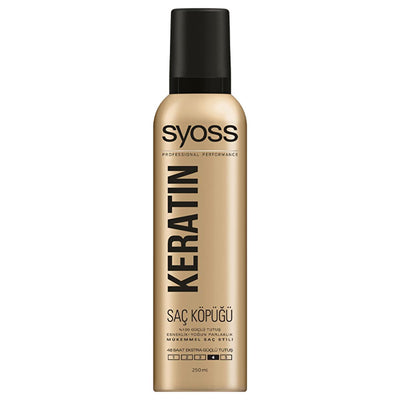 Syoss Keratin Hair Mousse - 48 Hour Strong Hold, Strengthens & Adds Shine - Syoss Keratin Saç Köpüğü 250 ml