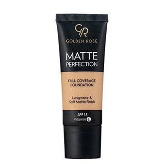 Golden Rose Matte Perfection Foundation - Long-Lasting, Natural Finish, SPF 15 - 1.18 fl oz Golden Rose Matte Foundation - Natural Finish, SPF 15 matte foundation, long-lasting makeup, SPF 15 foundation, natural finish foundation, antioxidant foundation, Golden Rose, cosmetic, makeup, foundation, skincare, sun protection, all skin types, Vitamin E, Grape Seed, Willow Herb Extract