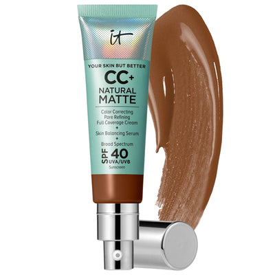 IT Cosmetics CC+ Cream Natural Matte Foundation with SPF 40 - Full Coverage, Non-Comedogenic, Vegan Matte Foundation for