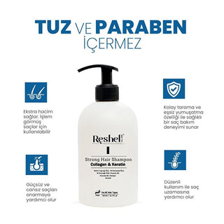 reshell-collagen-keratin-shampoo-500ml, reshell-shampoo-for-hair-loss, collagen-and-keratin-hair-care, nourishing-hair-shampoo Reshell Collagen & Keratin Shampoo for Hair Loss - Strengthens & Adds Volume | 500 ml Reshell Collagen & Keratin Shampoo 500ml reshell, collagen-shampoo, keratin-shampoo, hair-loss-treatment, sulfate-free, hair-volume, daily-use, hair-care-product, ai-generated, nourishing-shampoo