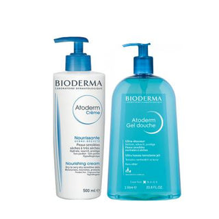 bioderma atoderm shower gel 500ml, bioderma atoderm cream 500ml set Bioderma Atoderm Shower Gel + Atoderm Cream Set | 500ml Bioderma Atoderm Shower Gel + Cream Set | 500ml bioderma, atoderm, shower-gel, moisturizer, sensitive-skin, skin-care, dry-skin, body-care, set, ai-generated