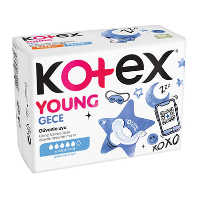 Kotex Young: Ultimate Nighttime Protection - Sanitary Pads for Teens, Extra Absorbent, Individually Wrapped, Feminine Hy