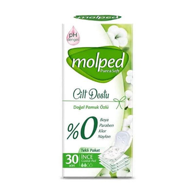 Molped Pure & Soft: 30 Count Cotton Feel Daily Panty Liners - Breathable Feminine Hygiene for Sensitive Skin