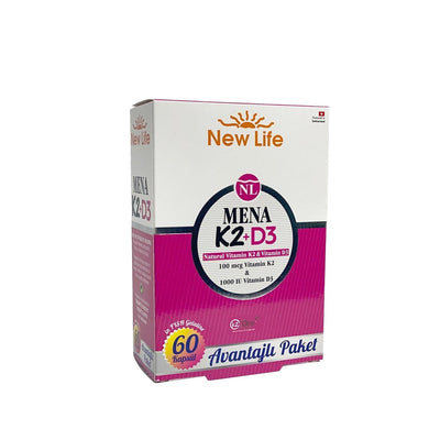 New Life Mena K2+D3: Bone & Immune Support - Powerhouse Vitamin Supplement with Menaquinone K2 & Cholecalciferol D3 for 