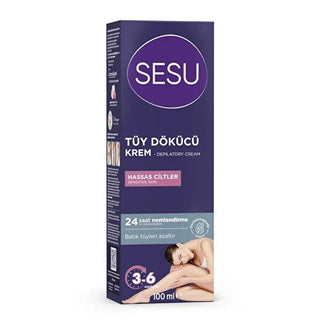 Sesu Sensitive Skin Hair Removal Cream - Painless, Dermatologically Tested, 3.38 fl oz Sesu Sensitive Skin Hair Removal Cream - Painless & Moisturizing hair removal cream, sensitive skin hair removal, painless hair removal, dermatologically tested hair removal cream, aromaguard hair removal, easy hair removal, gentle hair removal, quick hair removal, skin care, personal care, beauty products, grooming essentials