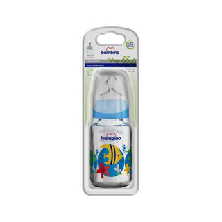 bambino glass bottle with blue fish design, 4 oz glass baby bottle for infants Bambino Glass Bottle - Slow Flow 4 oz | Blue Fish Bambino Glass Bottle - 4 oz Blue Fish bambino, baby-bottle, glass-bottle, slow-flow, blue-fish, parenting, infant-feeding, newborn-products, caregivers, ai-generated