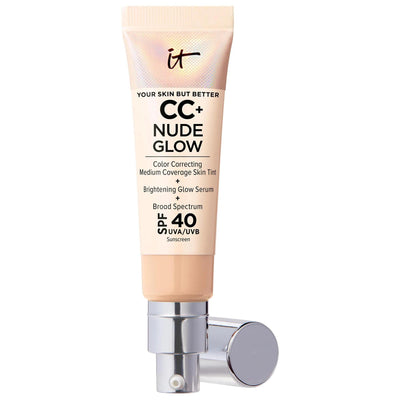 CC+ Nude Glow Lightweight Foundation + Glow Serum with SPF 40 and Niacinamide - Color-Correcting, Medium Coverage Liquid