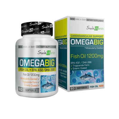 Suda Vitamin Omegabig Fish Oil 1200 mg - Omega-3 Supplement for Heart and Brain Health