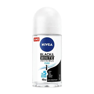 Nivea Women's Deodorant Roll-On - 72h Anti-Perspirant Protection, Black&White Invisible Pure Nivea 72h Deodorant Roll-On for Women - Black&White Invisible Pure Nivea Black&White Invisible Pure, Women's Deodorant Roll-On, 72-hour anti-perspirant protection, Anti-stain deodorant, Dermatologically tested deodorant, Long-lasting deodorant, Women's personal care, Anti-perspirant deodorant, Roll-On deodorant, Alcohol-free deodorant, Sensitive skin deodorant, Clothing protection, Sweat protection, Body odor protec
