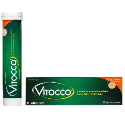 Vitocco Effervescent Multivitamin Tablets - Orange Flavored Vitamin and Mineral Complex for Adults and Children Over 11