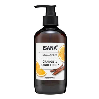 Isana Vegan Liquid Hand Soap - Orange & Sandalwood Fragrance, pH Balanced, Dermatologically Tested - 11.83 fl oz