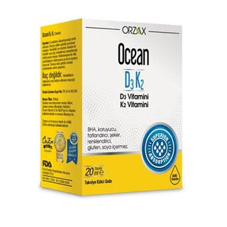 Ocean Nutrition Vitamin D3 K2 Oral Drops 20ml - Bone Health & Immune Support Supplement Ocean Vitamin D3 K2 Drops - Bone & Immune Support Vitamin D3 supplement, Vitamin K2 oral drops, Dietary supplement for bone health, Gluten-free health products, Natural Vitamin D and K supplement, Immune system support, Bone health supplement, Oral drops, Dietary supplement, Health and wellness, Nutrition supplements