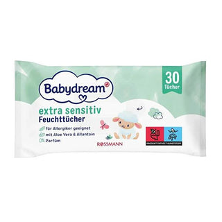 Babydream Aloe Vera Baby Wipes for Sensitive Skin - 30 Count, Vegan & Dermatologically Tested Babydream Aloe Vera Baby Wipes - Gentle for Sensitive Skin baby wipes, sensitive skin care, aloe vera baby wipes, vegan baby products, dermatologically tested baby wipes, DAAB approved baby wipes, gentle baby care, natural baby products, baby skincare, eco-friendly baby wipes