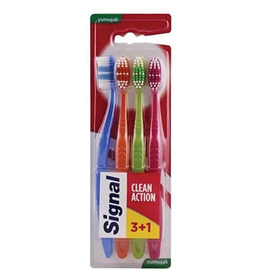Signal Clean Action Electric Toothbrush with 3+1 Replaceable Heads - Gentle on Gums, Ergonomic Design