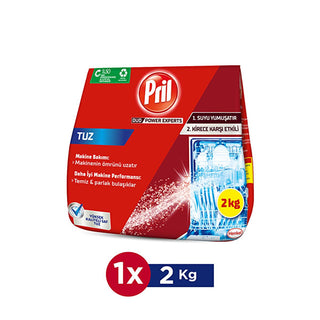 pril-dishwasher-salt-2kg-package, pril-dishwasher-salt-in-use Pril Dishwasher Salt - 2kg for Brilliant Cleaning Results | Ideal for Hard Water Areas Pril Dishwasher Salt 2kg pril, dishwasher-salt, cleaning-products, hard-water-solution, dishwasher-care, kitchen-supplies, sparkling-dishes, limescale-protection, water-softening, ai-generated