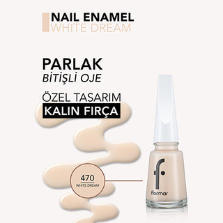 Flormar Nail Enamel: Intense Pigment, Long Lasting & Chip Resistant White Dream - Magnesium & Calcium Enriched Nail Polish for Strong, Beautiful Nails Flormar Nail Enamel: Long Lasting, High Pigment Nail Polish nail polish, flormar nail enamel, high pigment nail polish, long lasting nail polish, chip resistant nail polish, magnesium calcium nail polish, white nail polish, nail color, nail beauty, nail care, nail enamel, glossy nail polish, vibrant nail color, strong nails, healthy nails, manicure, pedicure,
