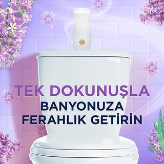 glade bath air freshener device, lavender freshness aerosol refill, how to use glade air freshener, elegant design of glade air freshener Glade Bath Air Freshener Device & Lavender Freshness Refill 10 ml Glade Bath Air Freshener - Lavender 10 ml Refill glade, air-freshener, lavender, bathroom-deodorizer, home-fragrance, aromatherapy, refreshing-scent, odor-eliminator, ai-generated, freshening-spray