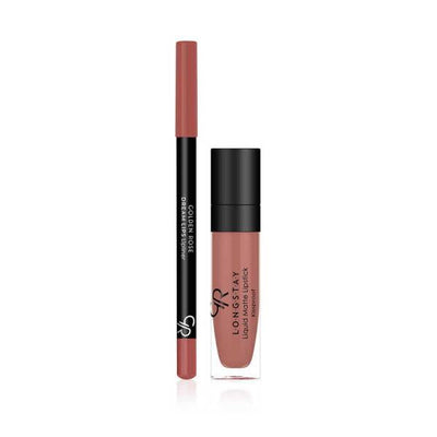 Golden Rose Matte LipKit Warm Nude: Long-lasting, Kissproof Liquid Lipstick & Lipliner Set | Define & Enhance Your Lips