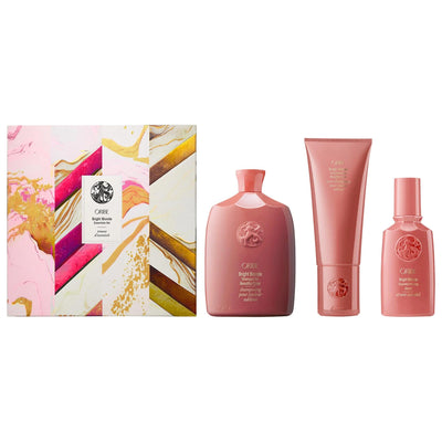 Oribe Bright Blonde Essentials Set: Brighten, Tone & Protect - Anti-Brass Shampoo, Heat Protectant Hair Serum & Conditio