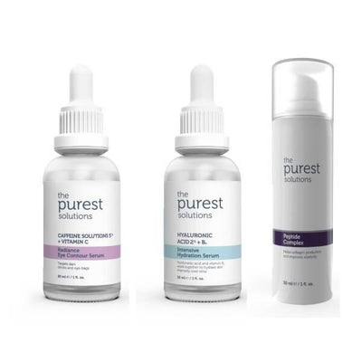 The Purest Solutions: Anti-Aging Skincare Set - Eye Contour Serum, Hydration & Peptide Ð Reduce Wrinkles, Fine Lines, Bo