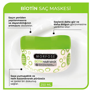 Morfose Biotin Hair Mask: Nourishing Treatment for Hair Growth, Volume & Damage Repair - 250ml / 8.45 fl oz Morfose Biotin Hair Mask: For Hair Growth & Damage Repair Biotin hair mask, Hair mask for hair growth, Hair mask for damaged hair, Thickening hair mask, Nourishing hair mask, Hair treatment for dry hair, Biotin hair treatment, Hair mask for volume, Hair strengthening mask, hair mask, hair growth, damaged hair, thickening, nourishing, dry hair, biotin, volume, strengthening, hair care, biotin mask, hai