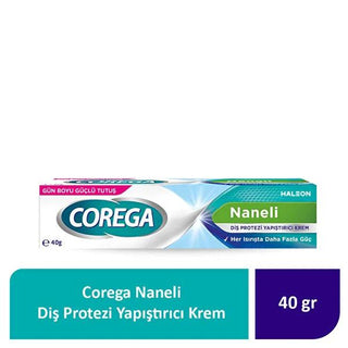 Corega Mint-Flavored Denture Adhesive Cream - 12 Hour Fixation, Natural Ingredients Corega Denture Adhesive Cream - 12 Hour Fixation denture adhesive cream, mint-flavored denture adhesive, denture fixation, natural denture adhesive, artificial coloring free denture adhesive, Corega, dental care, oral care, denture care, secure denture fit, 12-hour denture adhesion, natural ingredients, mint flavor, confident smile, comfortable dentures