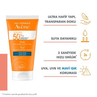 avene solaire spf50 ultra light fluid front view, avene solaire spf50 ultra light fluid back view, avene solaire spf50 ultra light fluid application Avene Solaire SPF50+ Fluid Ultra Light - Broad Spectrum Protection | 50 ml Avene Solaire SPF50+ Ultra Light Fluid | 50ml sunscreen, avene, spf50, ultra-light, moisturizing, broad-spectrum, sensitive-skin, water-resistant, daily-use, ai-generated