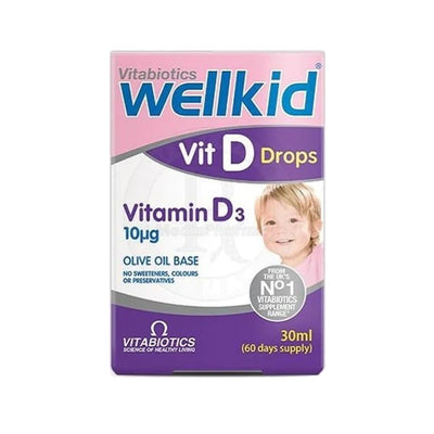 Vitabiotics Wellkid Vit Drops Vitamin D3 Supplement for Kids - Supports Bone Health & Immune System, 30ml Liquid Formula