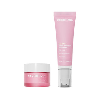 Cream Co. Moisturizing Glowing Finish 50+ SPF Protective Duo - Hydrating Skincare with Sun Protection Cream Co. 50+ SPF Moisturizing Duo - Glowing Skin Moisturizing SPF, Glowing finish skincare, 50+ SPF protection, Sun care products, Hydrating skincare duo, Skincare with SPF, Daily moisturizer, Sun protection, Glowing skin, Healthy skin, Cream Co., Skincare routine, Hydration, UV protection
