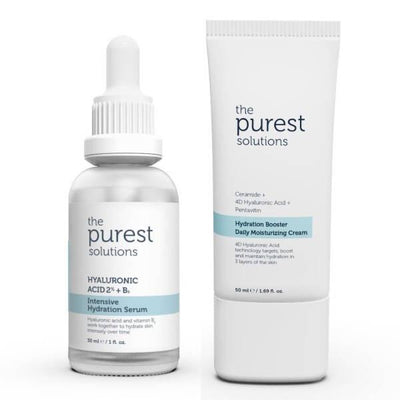 The Purest Solutions: Hydration Set - Intense Moisture Serum & Daily Cream for All Skin Types | Hyaluronic Acid, Ceramid