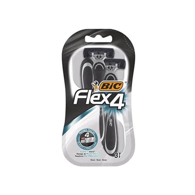 BIC Men's Razors - Flex4 4-Blade Shaving Kit for Close Shave, Ergonomic Handle, Aloe Vera Lubricating Strip